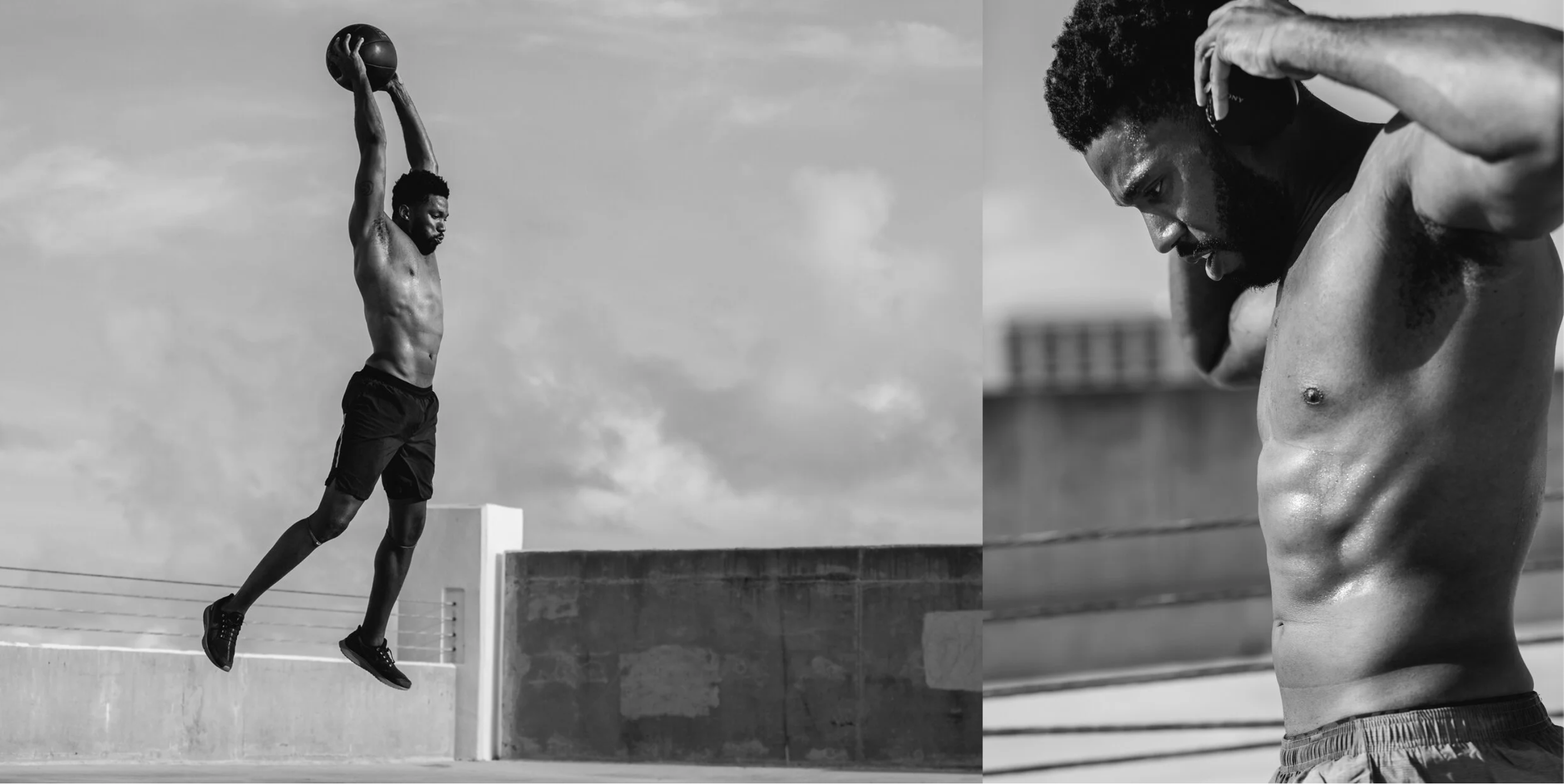 Man performing a workout routine on a rooftop, representing an active lifestyle