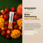Strawberry Mango TONE stick pack with fresh strawberries and mango: bold, refreshing, not chalky, no artificial sweeteners or dyes