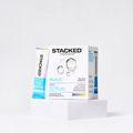 Box of Stacked fitness hydration with a stick pack on a white background