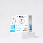 Box of Stacked fitness hydration with a stick pack on a white background